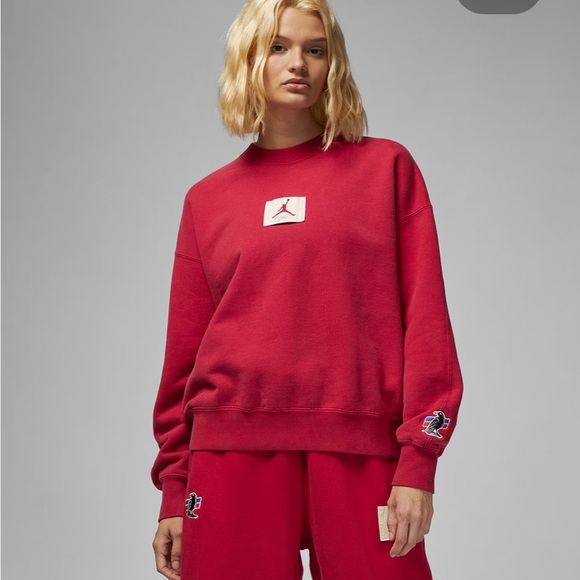 Jordan Women’s Size S Red Sweatshirt “Jordan x Two 18” - Picture 1 of 10